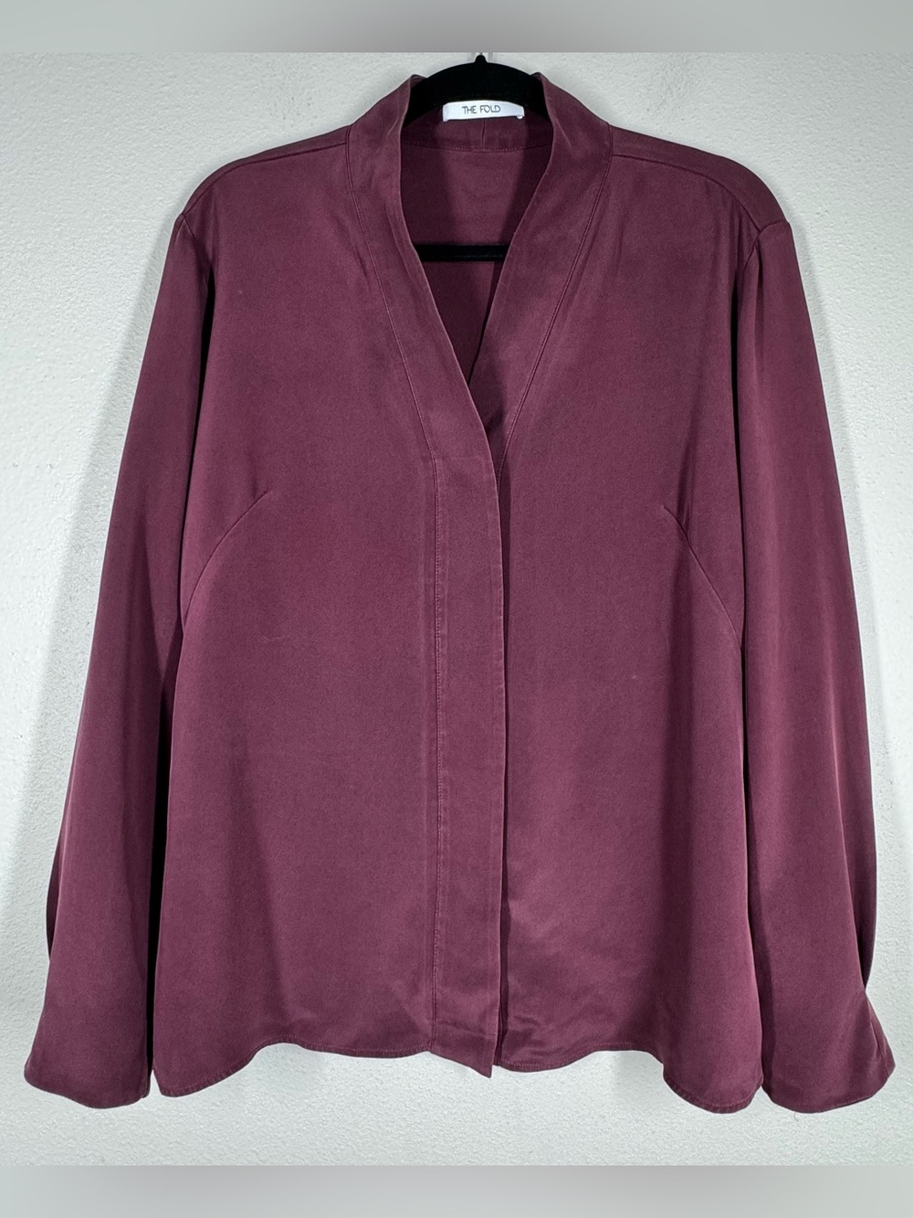 The Fold Silk Blend Bowery Blouse Stretch Top Long Sleeve Minimalist US Size 12
